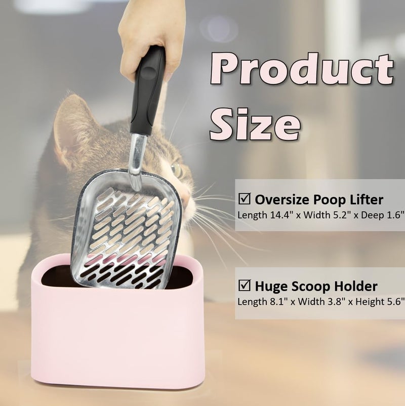 Vitisyao Full Metal Cat Litter Scoop with Holder – Heavy Duty Litter Scooper & Speed Sifter – Aluminum Cat Poop Scooper Captures All Clumps – Washable Stand for Easy Cleaning - Image 2